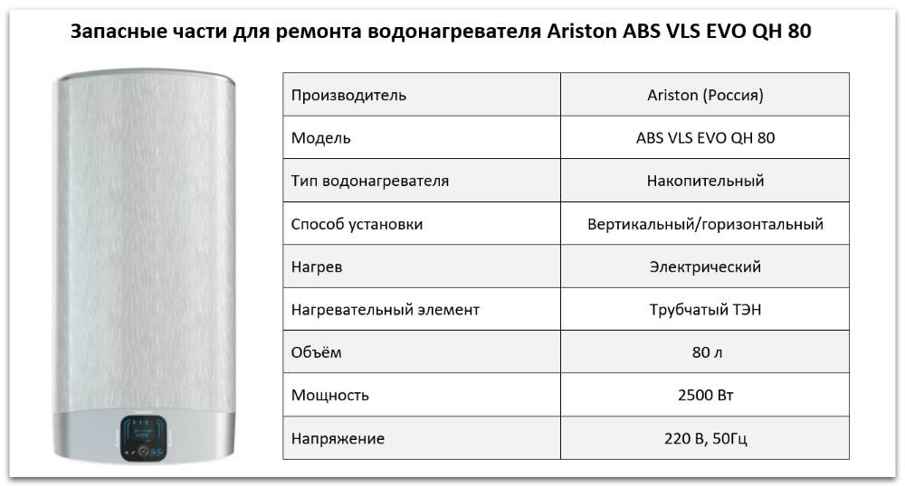 Купить запчасти Ariston ABS VLS EVO QH 80 в Кургане